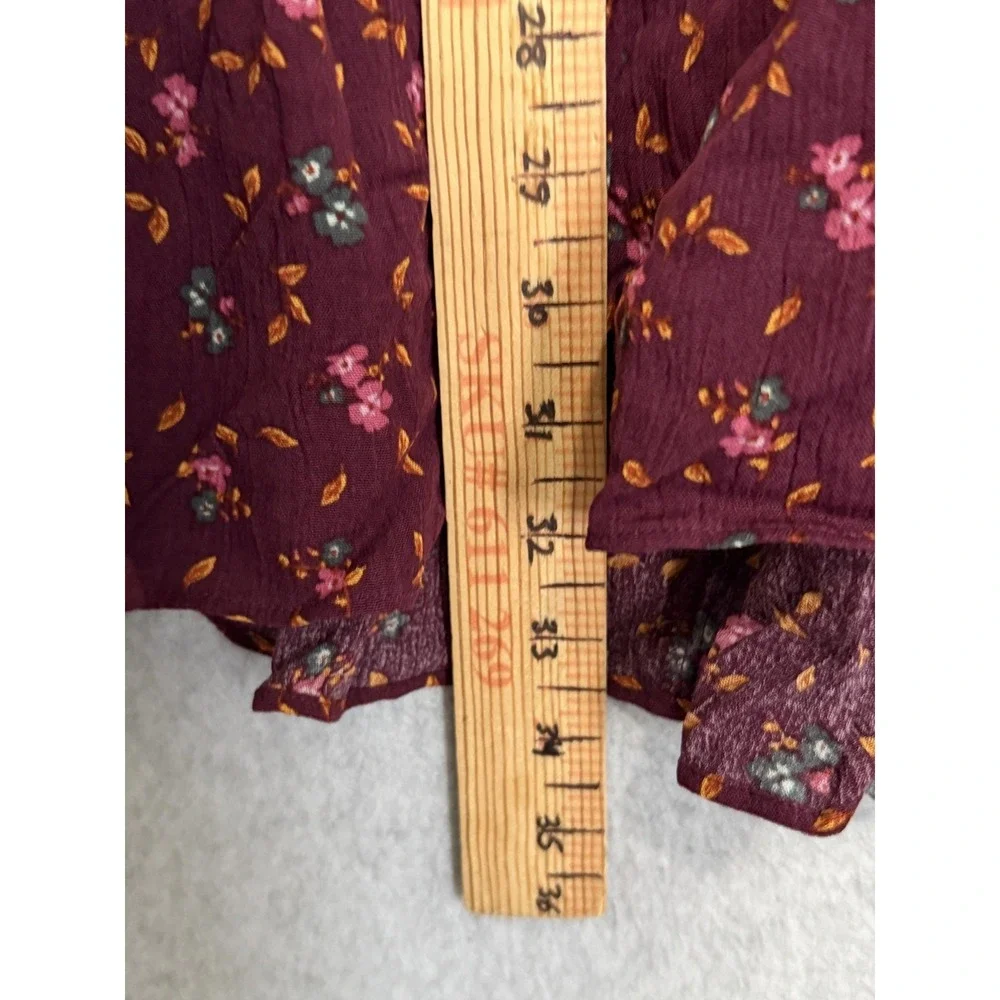 Matilda Jane Dress Womens XS Purple Floral‎ V Neck Tassel Boho Shift 3/4 Sleeve